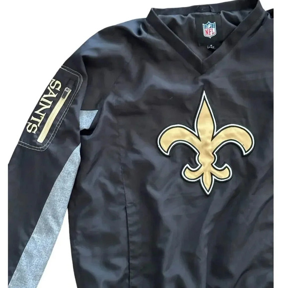 NFL Black New Orleans Saints Tournament Full-Snap Pullover Jacket Size M - Picture 2 of 4